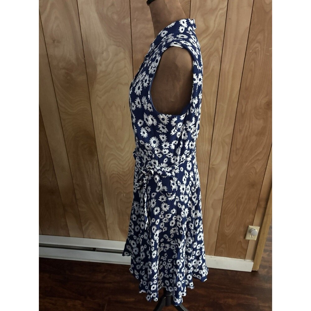 Hobbs London Navy Blue White Daisy Floral Sleeveless Shirt Dress Size US 10 - Picture 4 of 9
